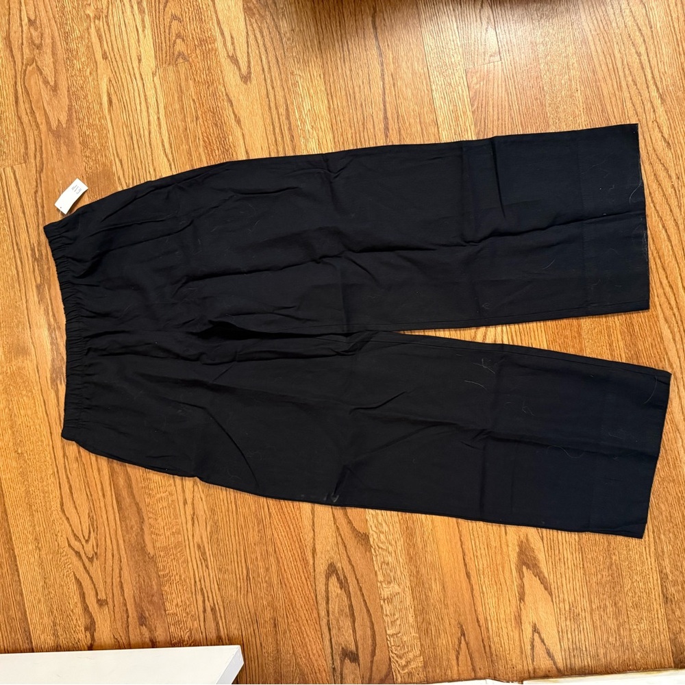 Black Elastic Waist Wide Leg Pants